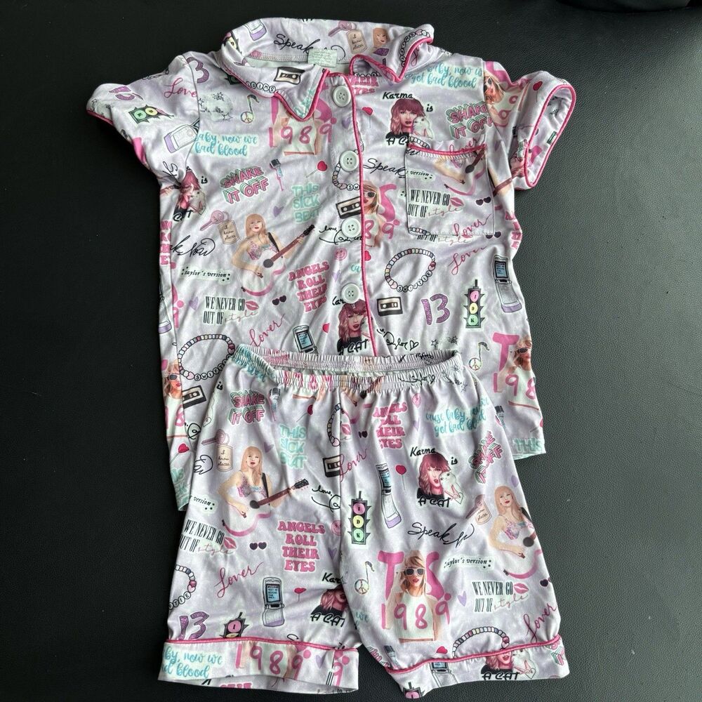 Taylor Swift Inspired Kids Pajamas Set Eras 1989 Lover Size 4XL Age 8-9Y Cotton